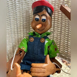 VTG RARE Handmade Pinocchio Beautiful Hand-carved Wooden Puppet Collectible